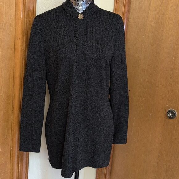 St. John Knit zip front jacket minimalist dark grey size 8 - Picture 2 of 11